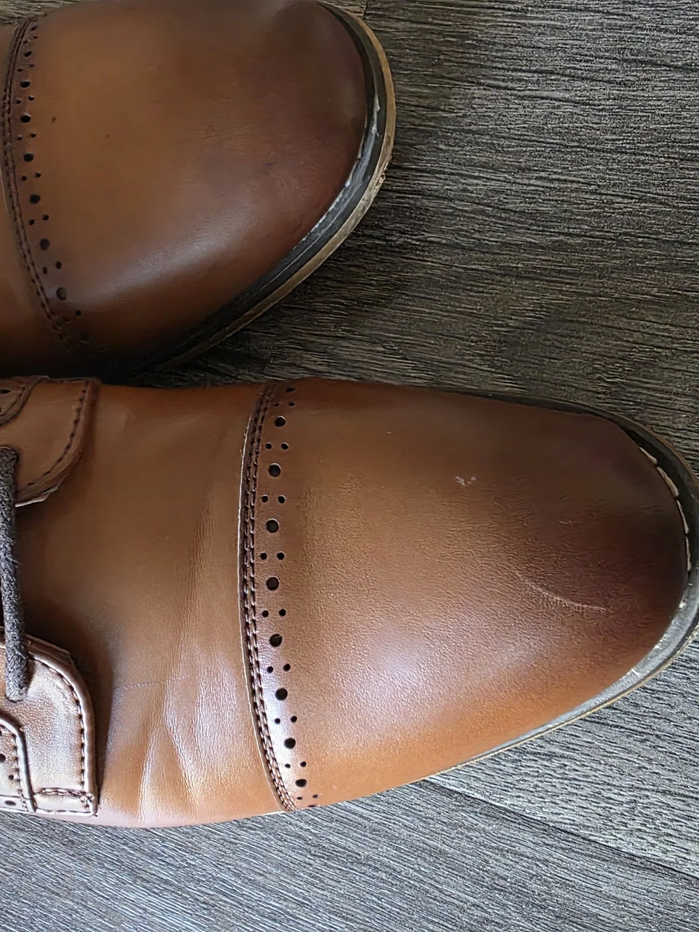 Stacy Adams Tan Leather Wingtip Oxfords